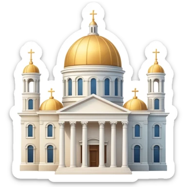 neoclassical cathedral with dome and columns, Apple emoji style buildings, soft gradients, clean lines, subtle shadows, no text sticker
