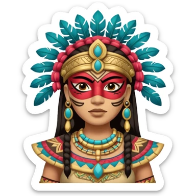 face full maya mask tradational mayan woman warrior half boudy  sticker