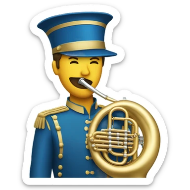 Tuba player in a marching band blue hat sticker