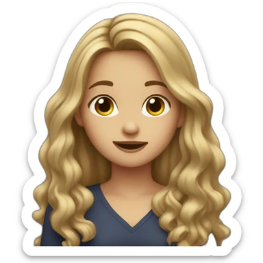 Girl Long Dark blonde hair Showing the 100 sign and being like omg sticker
