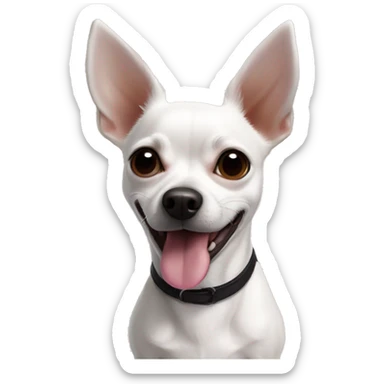 White Chihuahua Jack Russel cross breed black pointy ears tongue out sticker