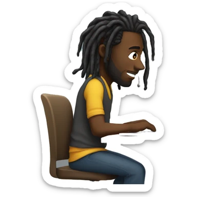 Black-guy-with-dreads-sitting-down-on-chair facing-foward-focused-on-laptop-computer- sticker