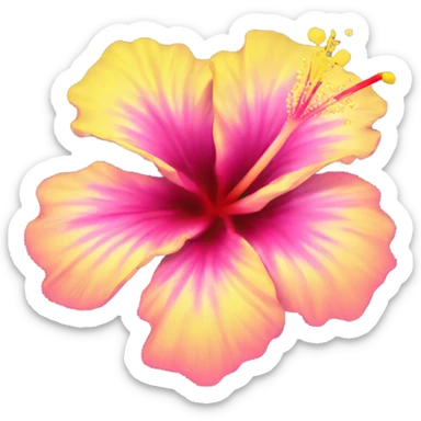 yellow and pink hibiscus flower sticker