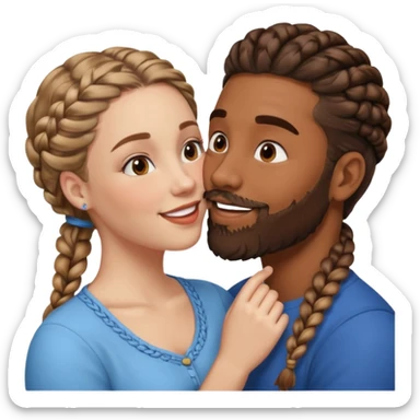 brown skin man with beard and braids making out with white woman with brown hair  sticker