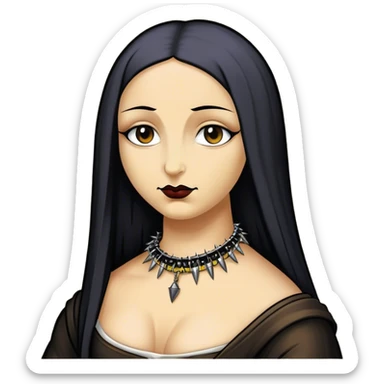 Goth mona lisa with spike choker  sticker