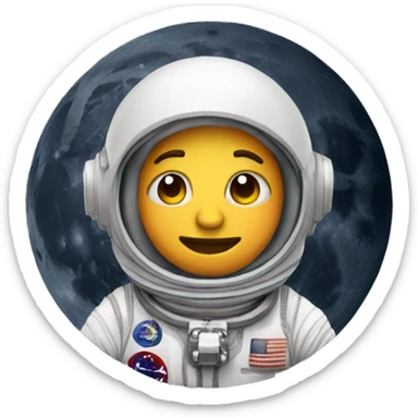 moon with an astronaut sticker