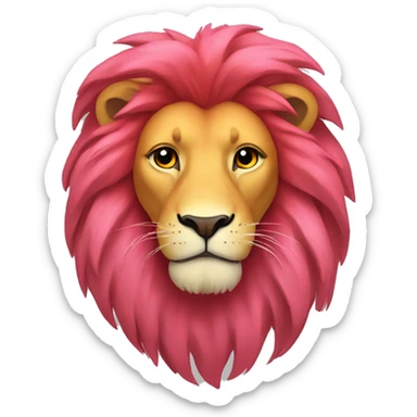 Lion with pink red yellow orange colored mane  sticker