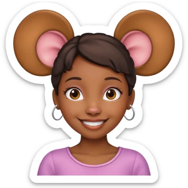black girl with mouse ears sticker