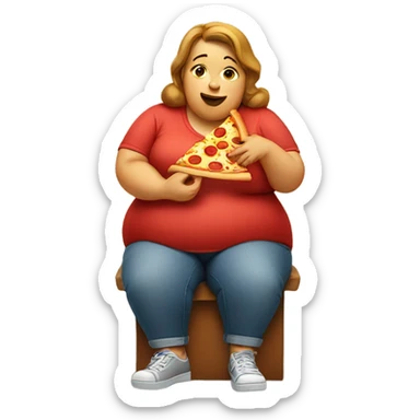Fat woman eating pizza sticker