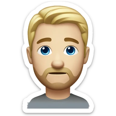 bored blonde man with short hair and a short beard with blue eyes, one eyebrow is raised  sticker