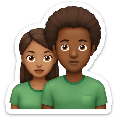 african mand and woman in gree shrt sticker