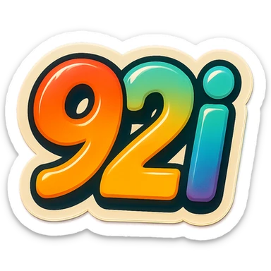text '92i' as an emoji with a colorful background sticker