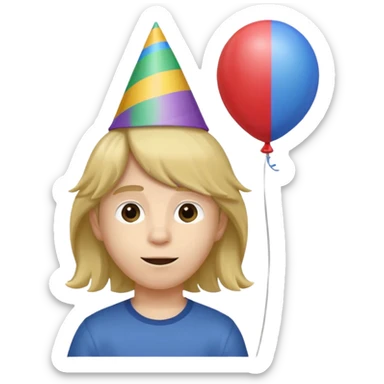party hatted boy with long hair sticker