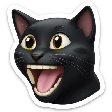 Female black cat laughing sticker