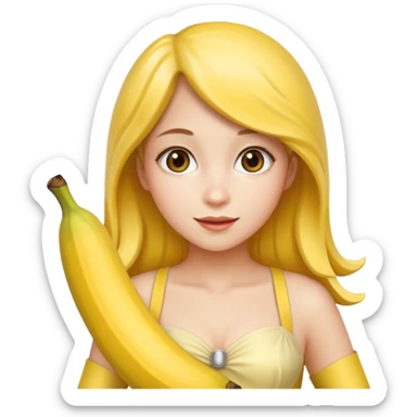 Girl in banana costume  sticker