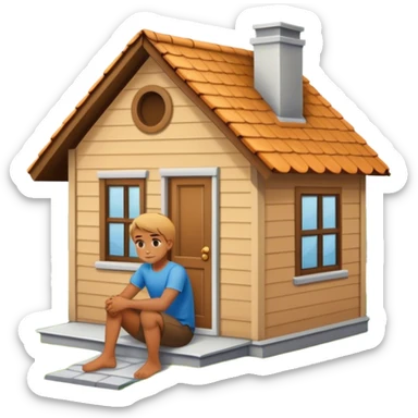 Mensch sitzt auf ein Haus  sticker