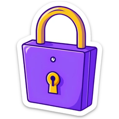 An enchanted golden lock with magical sparkles and purple energy radiating from it sticker