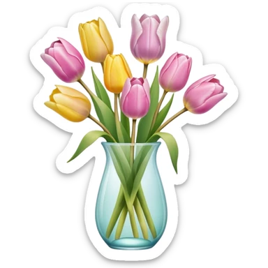 pastel tulips in glass vase sticker