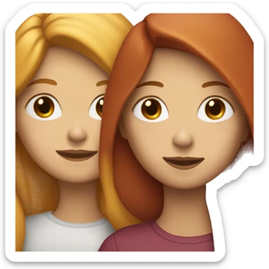 Two white females hugging each other, one white female with red straight hair and the other white female with brown semi wavy hair  sticker