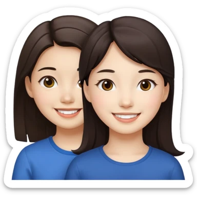 Korean girl and white brunette girl smiling sticker