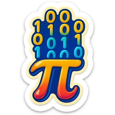  combine the π (pi) math symbol, binary code emerging from it. sticker