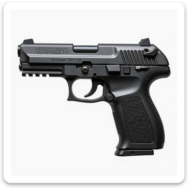 Tec-9 pistol, photorealistic, side view, metallic texture, icon sticker