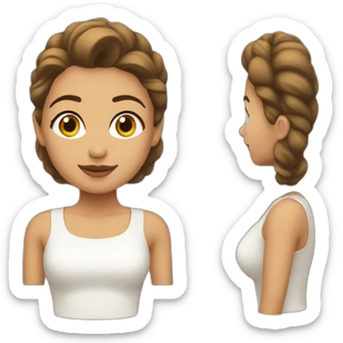 Mujer blanca con pelo corto castaño y pendientes grandes sticker