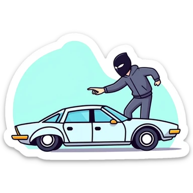 expensive car with a thief sticker