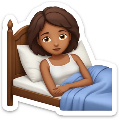 brown skin girl resting in bed sticker