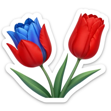 Half red moon and blue tulip sticker