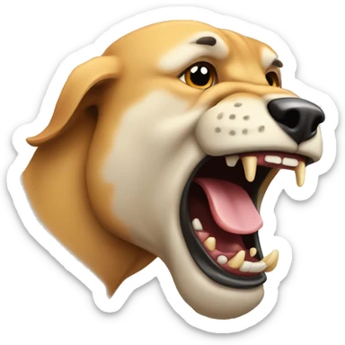 the mouth of an animal, in profile to the right side, an aggressive growl, saliva sticker