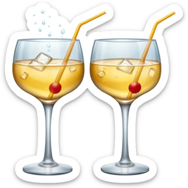 two cocktail cheers each other, without fruit, without tube sticker