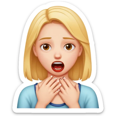 girl choking herself as a joke sticker