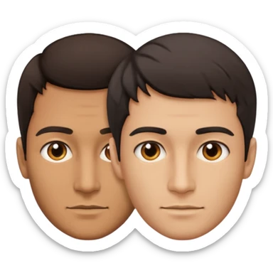 a man with two faces, half of the face looking right, half of the other part looking left sticker