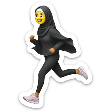 running with hijab beside the beach sticker