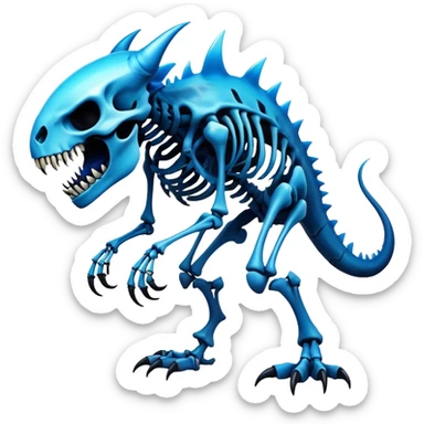 A black and blue gradient epic shiny cool edgy skeletal animal-monster-creature, full body sticker