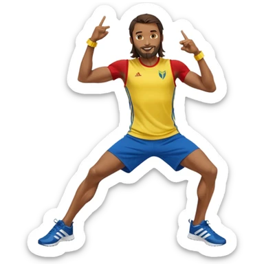 jesus in adidas clothes looking cool doing Usain bolt's move sticker