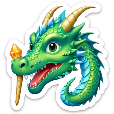 Un dragon pailleté brillant qui mange une glace sticker