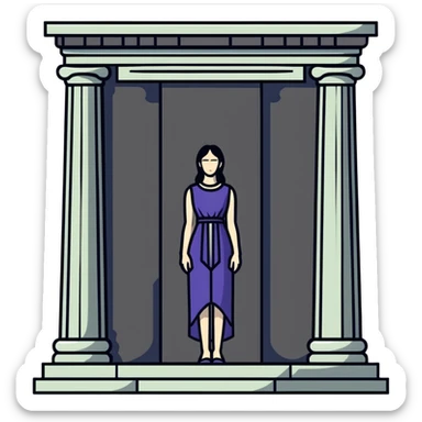 High Priestess tarot card with mysterious woman between two pillars sticker