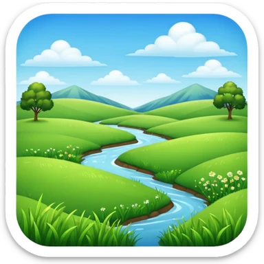 meadow scene with grass and sky, no river, no mountains sticker