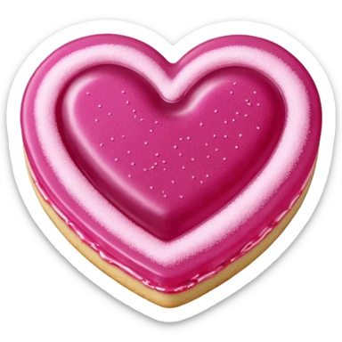 Realistic shortbread cookie in the shape of a heart with Fuchsia color jelly middle filling and sprinkled powder sugar on top. sticker