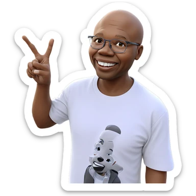 smiling boy in white shirt sticker