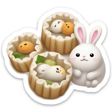 Dim sum with cute bunny sticker