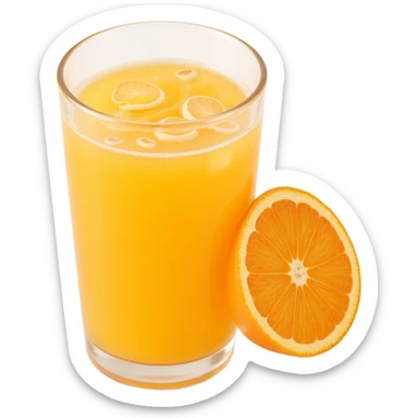 glass of orange juice with condensation, skeuomorphism icon style sticker