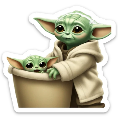 Baby yoda and dogday sticker