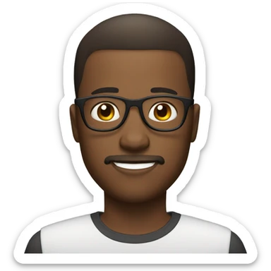 Black Young man and glasses and little beard mustache buzz cut hair sticker