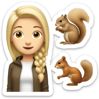 girl with blonde hair and a squirrel  sticker