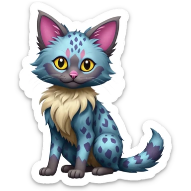 Colorful exotic Fantasy-Ragdoll-Fakémon-Lykoi-feline-hybrid (full body) sticker