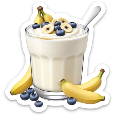 Yogurt with sliced bananas and blueberries sticker