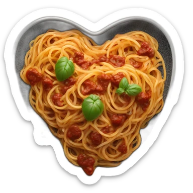 Heart shape spaghetti and sauce on black heart plate sticker
